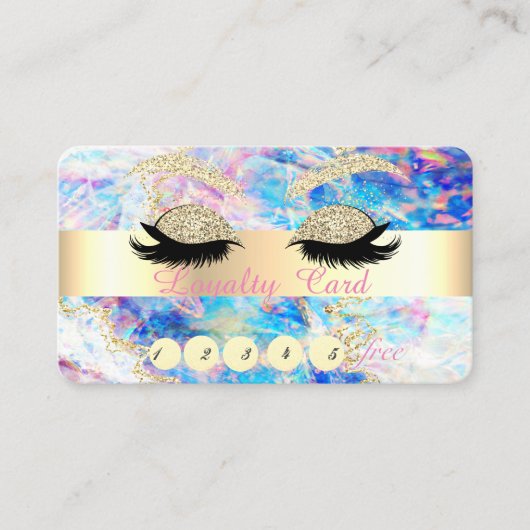 Eleganter Glitzer Imitate Lashes Opal Treuekarte (Vorderseite)