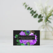 Eleganter Glitzer Lavender Black Visitenkarte (Stehend Vorderseite)
