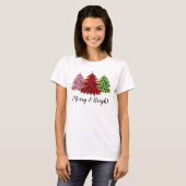 Eleganter Glitzer-Leopard-Weihnachtsbaum T-Shirt (Vorne ganz)