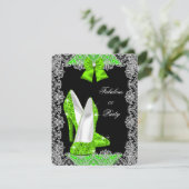 Eleganter Glitzer Lime Green Stiletto Fabulous Par Einladung (Stehend Vorderseite)