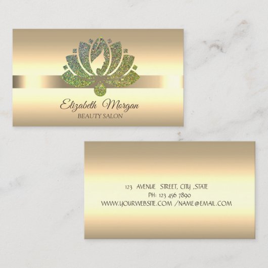 Eleganter Glitzer Lotus Blume Makeup Visitenkarte (Vorne/Hinten)