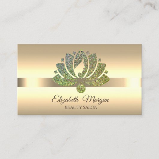 Eleganter Glitzer Lotus Blume Makeup Visitenkarte (Vorderseite)