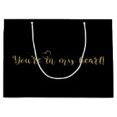 Eleganter Glitzer-Luxus in Schwarz & Gold Große Geschenktüte (Vorderseite)