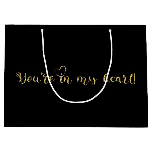 Eleganter Glitzer-Luxus in Schwarz & Gold Große Geschenktüte (Vorderseite)