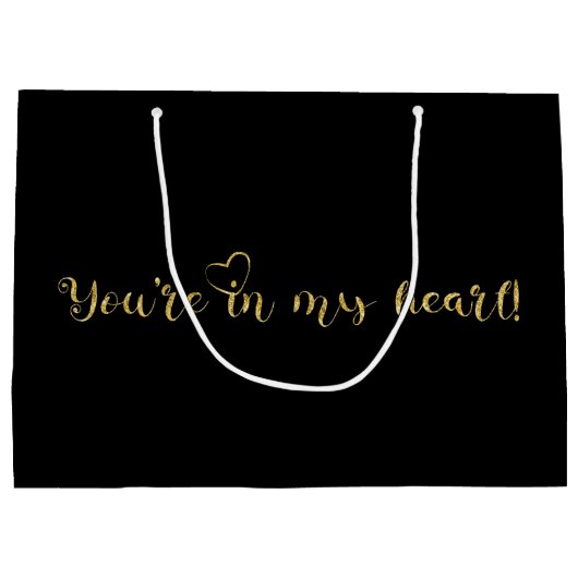 Eleganter Glitzer-Luxus in Schwarz & Gold Große Geschenktüte (Rückseite)