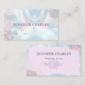 Eleganter Glitzer Makeup Artist Holographic Visitenkarte (Vorne/Hinten)