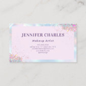 Eleganter Glitzer Makeup Artist Holographic Visitenkarte (Rückseite)