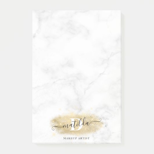 Eleganter Glitzer-Marmor-Makeup-Künstler Post-it Klebezettel (Vorderseite)