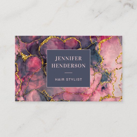 Eleganter Glitzer Marmor Rosa Rose Beruflich Visitenkarte (Vorderseite)