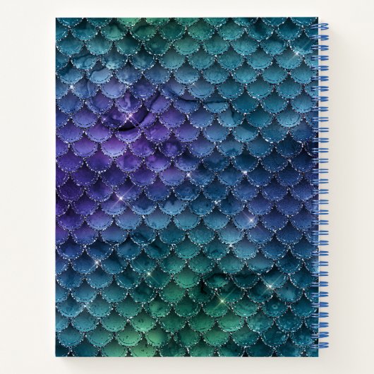 Eleganter Glitzer mermaid 8.5" x 11" Spiral Notebo Notizblock (Rückseite)