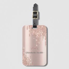 Eleganter Glitzer mit goldener Rose, königlich Gepäckanhänger