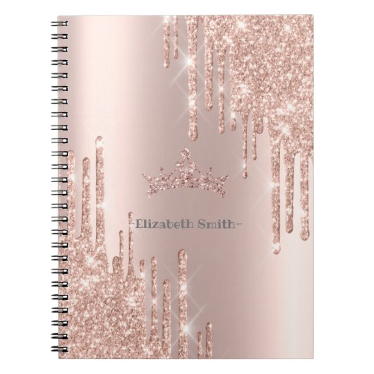 Eleganter Glitzer mit goldener Rose, königlich Notizblock (Vorderseite)