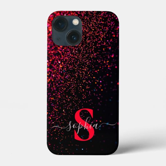 Eleganter Glitzer mit Monogramm Name Case-Mate iPhone Hülle (Rückseite)
