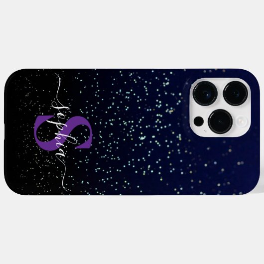 Eleganter Glitzer mit Monogramm Name Case-Mate iPhone Hülle (Rückseite (Horizontal))