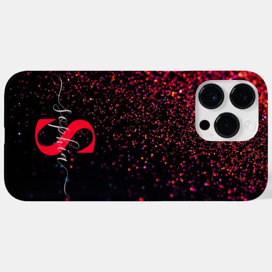 Eleganter Glitzer mit Monogramm Name Case-Mate iPhone Hülle (Rückseite (Horizontal))