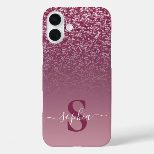 Eleganter Glitzer mit Monogramm Name Case-Mate iPhone Hülle (Rückseite)
