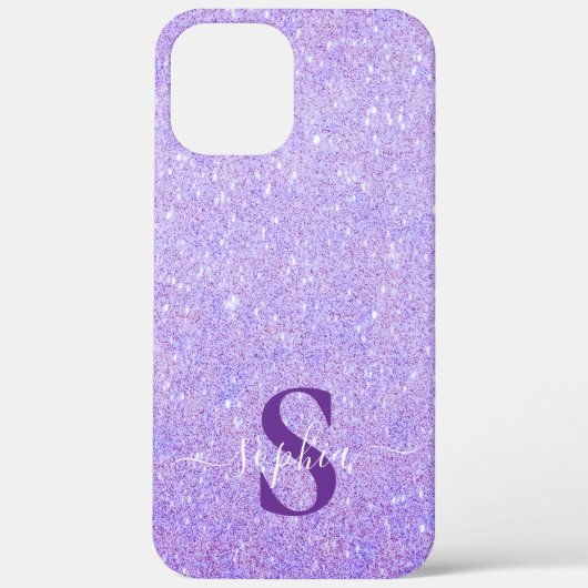 Eleganter Glitzer mit Monogramm Name Case-Mate iPhone Hülle (Rückseite)