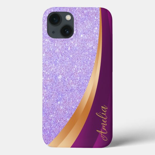 Eleganter Glitzer mit Monogramm Name Case-Mate iPhone Hülle (Rückseite)