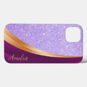 Eleganter Glitzer mit Monogramm Name Case-Mate iPhone Hülle (Rückseite (Horizontal))