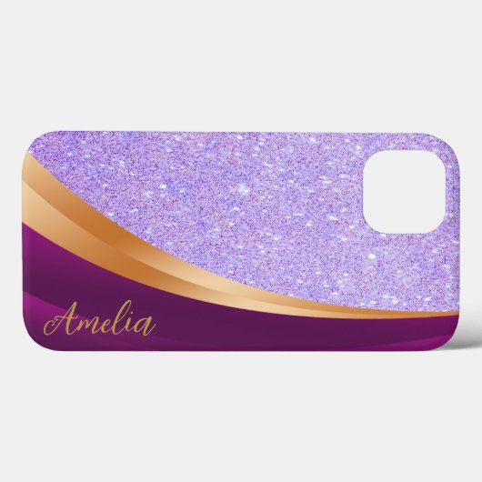 Eleganter Glitzer mit Monogramm Name Case-Mate iPhone Hülle (Rückseite (Horizontal))