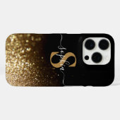 Eleganter Glitzer mit Monogramm Name Case-Mate iPhone Hülle (Rückseite (Horizontal))
