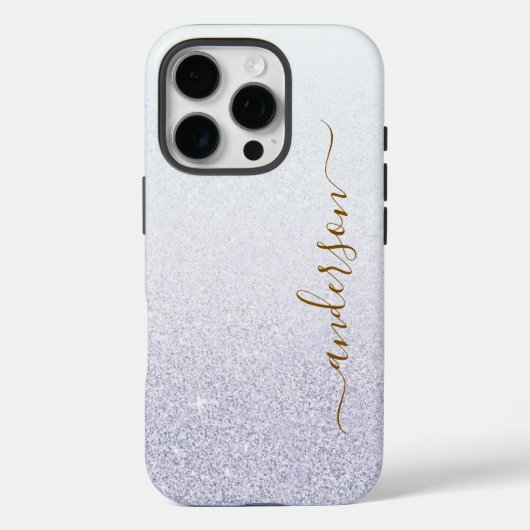 Eleganter Glitzer mit Monogramm Name Case-Mate iPhone Hülle (Rückseite)