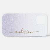 Eleganter Glitzer mit Monogramm Name Case-Mate iPhone Hülle (Rückseite (Horizontal))