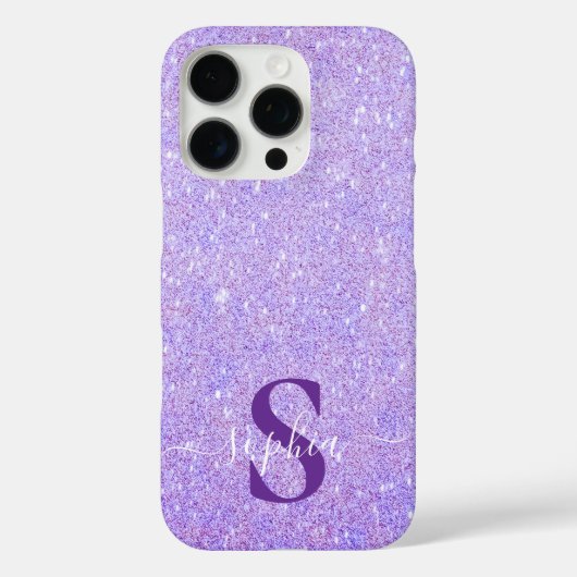 Eleganter Glitzer mit Monogramm Name Case-Mate iPhone Hülle (Rückseite)
