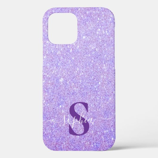 Eleganter Glitzer mit Monogramm Name Case-Mate iPhone Hülle (Rückseite)