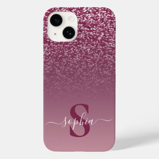 Eleganter Glitzer mit Monogramm Name Case-Mate iPhone Hülle (Rückseite)