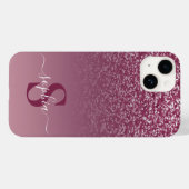 Eleganter Glitzer mit Monogramm Name Case-Mate iPhone Hülle (Rückseite (Horizontal))