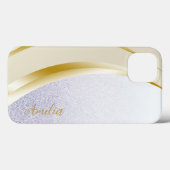 Eleganter Glitzer mit Monogramm Name Case-Mate iPhone Hülle (Rückseite (Horizontal))
