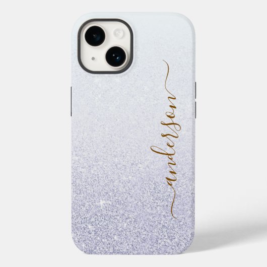 Eleganter Glitzer mit Monogramm Name Case-Mate iPhone Hülle (Rückseite)