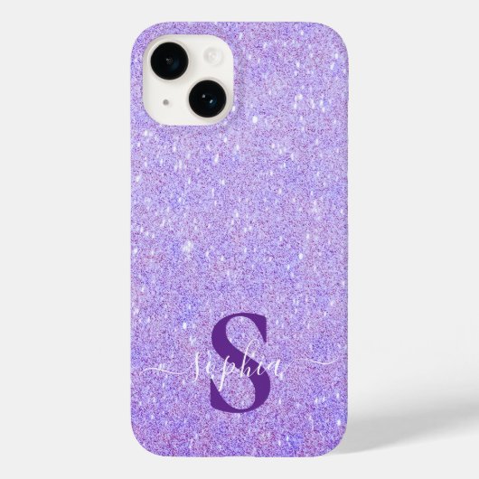 Eleganter Glitzer mit Monogramm Name Case-Mate iPhone Hülle (Rückseite)