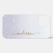 Eleganter Glitzer mit Monogramm Name Case-Mate iPhone Hülle (Rückseite (Horizontal))