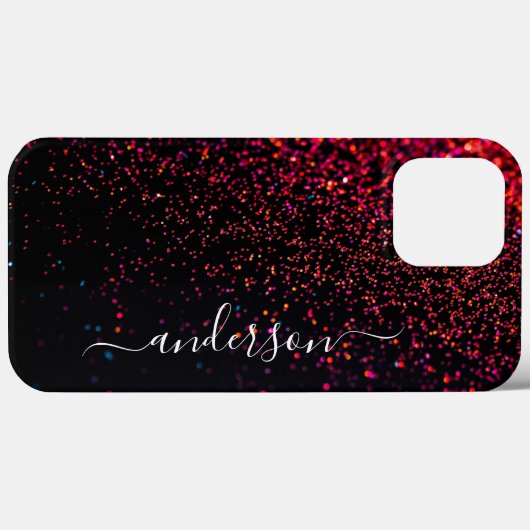 Eleganter Glitzer mit Monogramm Name Case-Mate iPhone Hülle (Rückseite (Horizontal))
