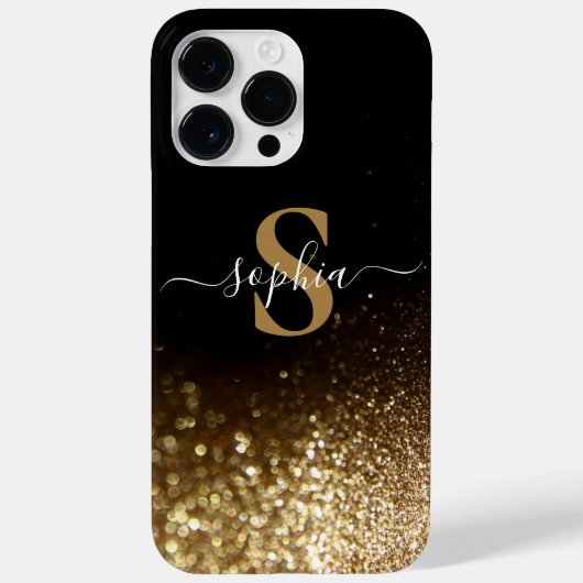 Eleganter Glitzer mit Monogramm Name Case-Mate iPhone Hülle (Rückseite)