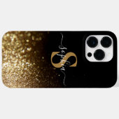 Eleganter Glitzer mit Monogramm Name Case-Mate iPhone Hülle (Rückseite (Horizontal))