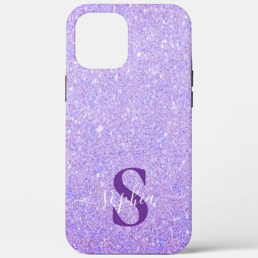Eleganter Glitzer mit Monogramm Name Case-Mate iPhone Hülle (Rückseite)