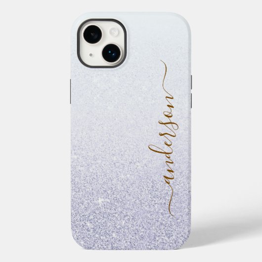 Eleganter Glitzer mit Monogramm Name Case-Mate iPhone Hülle (Rückseite)