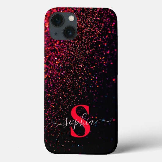 Eleganter Glitzer mit Monogramm Name Case-Mate iPhone Hülle (Rückseite)