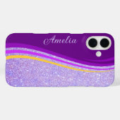 Eleganter Glitzer mit Monogramm Name Case-Mate iPhone Hülle (Rückseite (Horizontal))