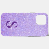 Eleganter Glitzer mit Monogramm Name Case-Mate iPhone Hülle (Rückseite (Horizontal))