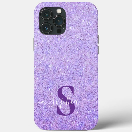 Eleganter Glitzer mit Monogramm Name Case-Mate iPhone Hülle (Rückseite)