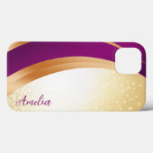 Eleganter Glitzer mit Monogramm Name Case-Mate iPhone Hülle (Rückseite (Horizontal))