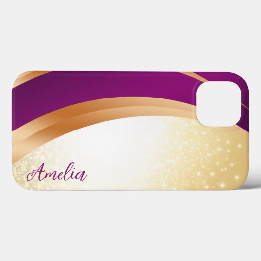 Eleganter Glitzer mit Monogramm Name Case-Mate iPhone Hülle (Rückseite (Horizontal))