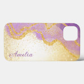 Eleganter Glitzer mit Monogramm Name Case-Mate iPhone Hülle (Rückseite (Horizontal))