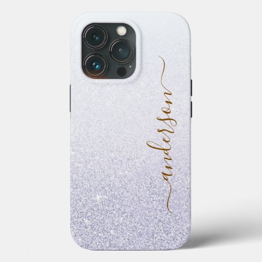Eleganter Glitzer mit Monogramm Name Case-Mate iPhone Hülle (Rückseite)