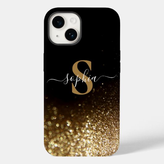 Eleganter Glitzer mit Monogramm Name Case-Mate iPhone Hülle (Rückseite)
