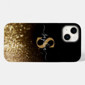 Eleganter Glitzer mit Monogramm Name Case-Mate iPhone Hülle (Rückseite (Horizontal))